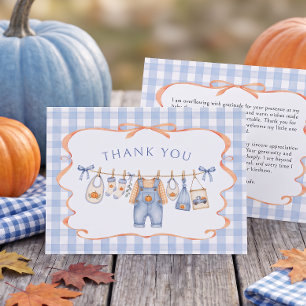 Carte De Remerciements Little Pumpkin Clothesline Boy Baby Shower