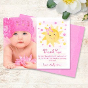 Carte De Remerciements Little Ray of Sunshine Aquarelle Anniversaire