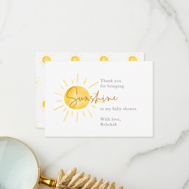 Carte De Remerciements Little Ray of Sunshine Boho Baby shower (Devant/Arrière en situation)