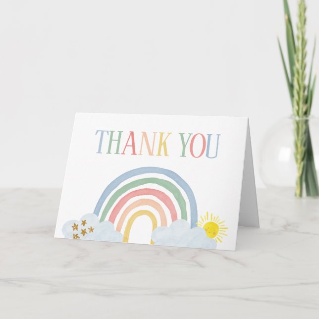 Carte De Remerciements Little Ray of Sunshine Rainbow Baby shower (Devant)