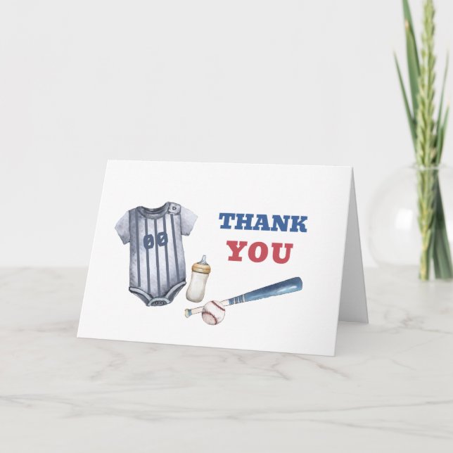 Carte De Remerciements Little Slugger Baseball Shirt Bottle Baby Shower  (Devant)