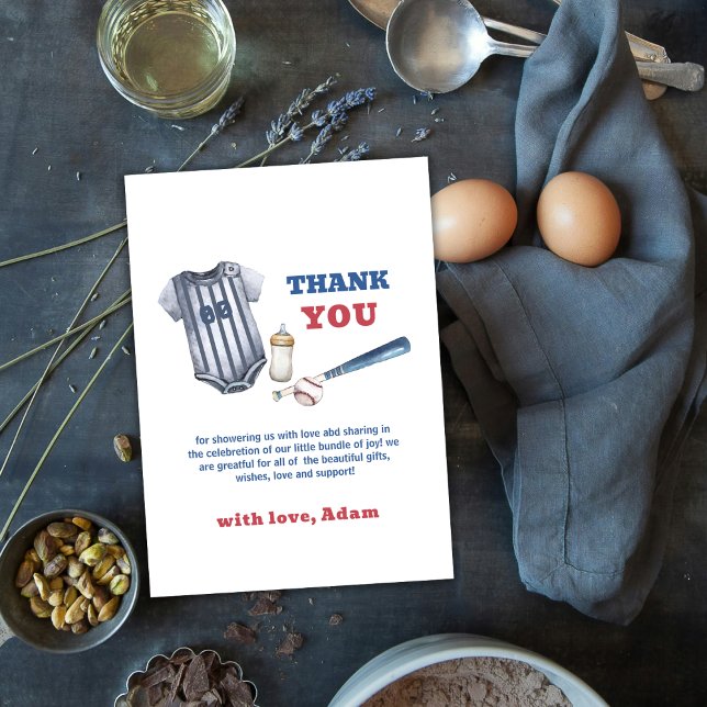 Carte De Remerciements Little Slugger Baseball Shirt Boy Baby Shower  (Little Slugger Baseball Shirt Boy Baby Shower Thank You Card)