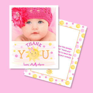 Carte De Remerciements Little Sunshine 1ère fille anniversaire