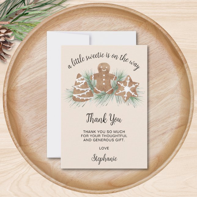 Carte De Remerciements Little Sweetie Gingerbread Christmas Baby Shower  (Créateur téléchargé)