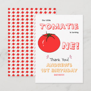 Carte De Remerciements Little Tomatie Fait Son Premier Anniversaire Cute