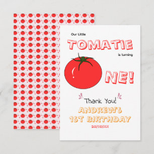 Carte De Remerciements Little Tomatie Fait Son Premier Anniversaire Cute 