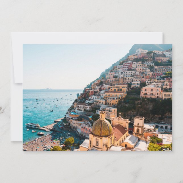 Carte De Remerciements Littoral | Positano Italie, Village de Cliffside (Devant)