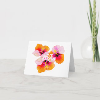 Carte De Remerciements Live Aloha Tropical Pink Orange Hibiscus Wedding
