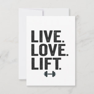 Carte De Remerciements Live Love Lift Funny Fitness Poids Lifting Gymnase