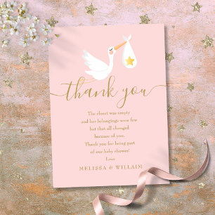 Carte De Remerciements Livraison spéciale adorable Fête de naissance rose