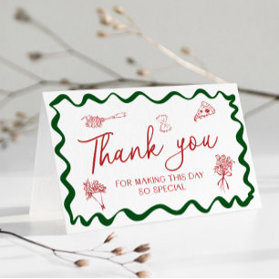 Carte De Remerciements Livraison spéciale Baby Shower Pizza Italienne