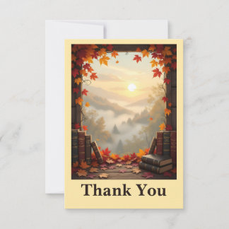 Carte De Remerciements Livres avec feuilles d'automne Amoureux de livres