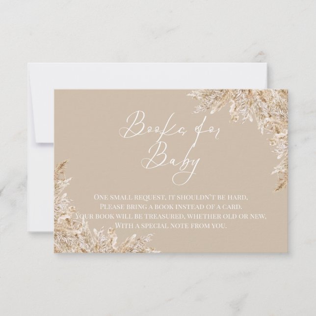 Carte De Remerciements Livres en herbe de Pampas Boho pour bébé | Neutre (Devant)
