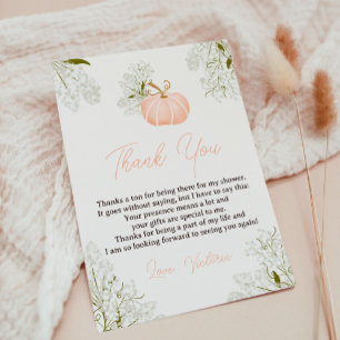 Carte De Remerciements Livres floraux citrouilles roses pour baby shower