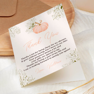 Carte De Remerciements Livres floraux citrouilles roses pour baby shower