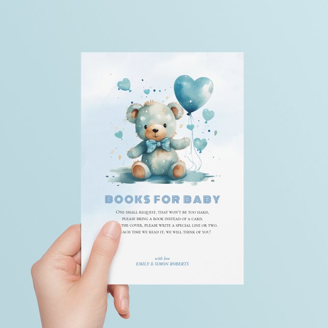 Carte De Remerciements Livres Pour Bébé Bleu Teddy Ours (Créateur téléchargé)