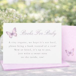 Carte De Remerciements Livres pour bébé Fête de bébé Papillon Violet Cart