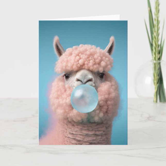 Carte De Remerciements Llama Bubblegum Funny (Devant)