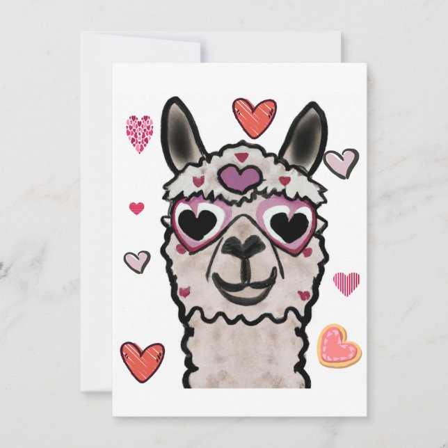 Carte De Remerciements Llama cool avec lunettes de coeur (Devant)