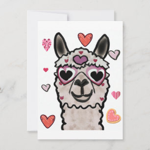 Carte De Remerciements Llama cool avec lunettes de coeur
