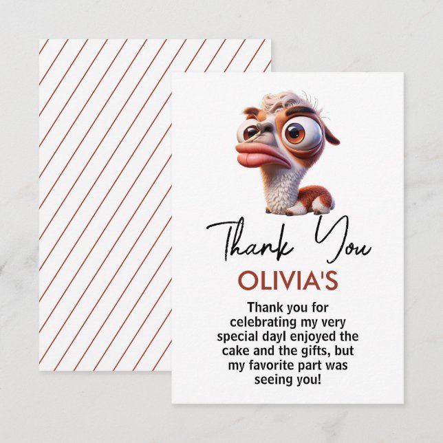 Carte De Remerciements llama drôle Caricatures mexicain 1er anniversaire (Devant / Derrière)