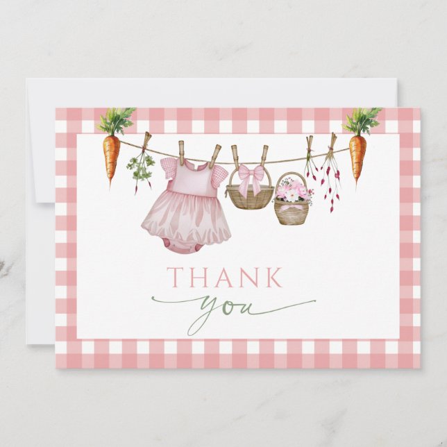 Carte De Remerciements Locally Grown pink Market Baby Shower Thank You  (Devant)