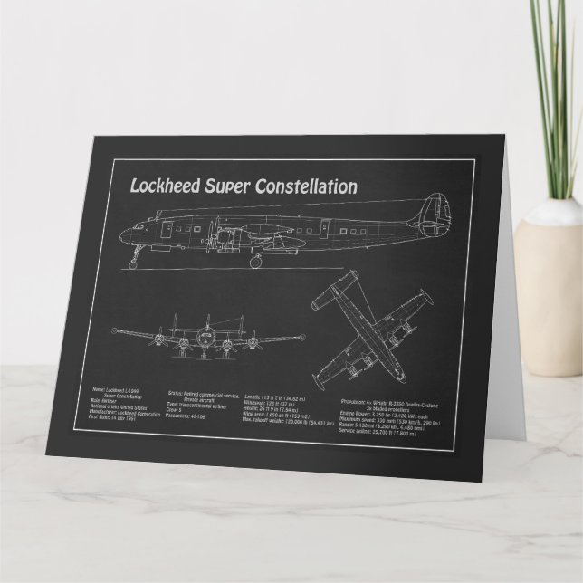 Carte De Remerciements Lockheed L-1049 Super Constellation - Plans PD (Devant)