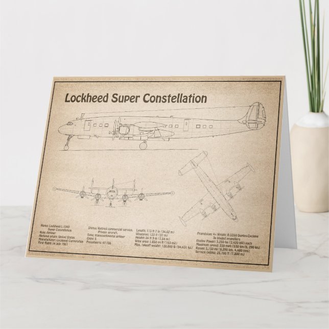 Carte De Remerciements Lockheed L-1049 Super Constellation - Plans SD (Devant)