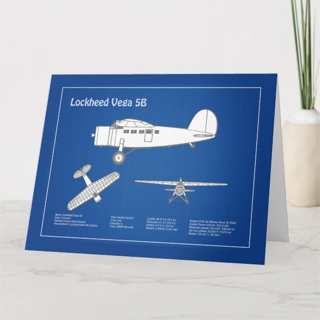 Carte De Remerciements Lockheed Vega 5B - Plans d'avion ABD (Devant)
