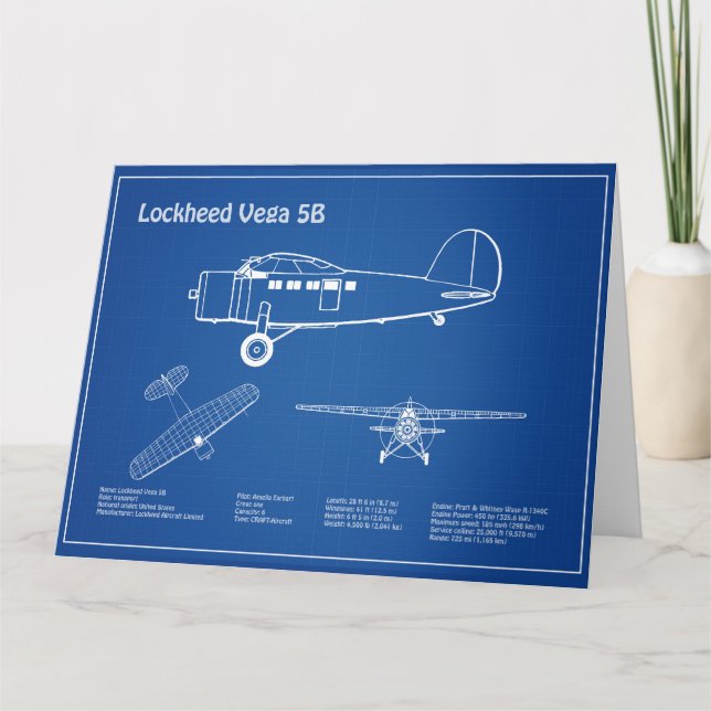 Carte De Remerciements Lockheed Vega 5B - Plans d'avion AD (Devant)