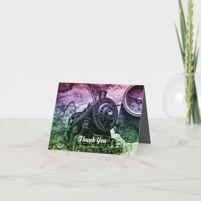Carte De Remerciements Locomotive à vapeur vintage (Devant)