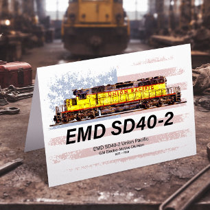 Carte De Remerciements Locomotive diesel EMD SD40-2. drapeau américain