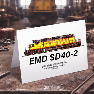 Carte De Remerciements Locomotive diesel EMD SD40-2. Union Pacifique