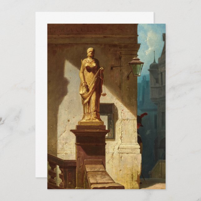 Carte De Remerciements L'Œil de la Loi, Justice de Carl Spitzweg (Devant / Derrière)