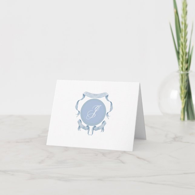 Carte De Remerciements Logo à ruban en forme de monogramme aquarelle  (Devant)