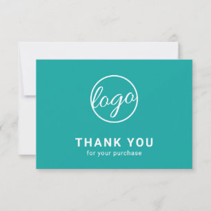 Carte De Remerciements Logo Affaires Turquoise Simple Moderne Personnalis