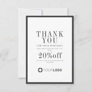 Carte De Remerciements Logo de bordure noir charbon moderne pour petite e