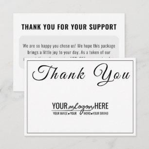 Carte De Remerciements Logo de la Boutique de Script Élégant pour les Rés