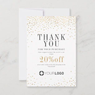 Carte De Remerciements Logo de la société de parties scintillant d'or mod