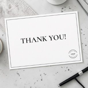 Carte De Remerciements Logo de l'entreprise noir blanc personnalisé simpl