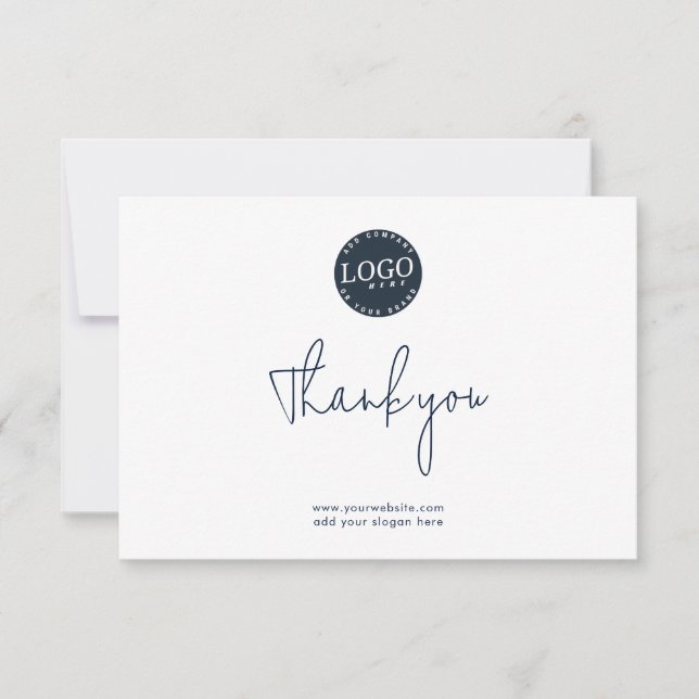 Carte De Remerciements Logo et site Web d'entreprise simples pour les cli (Devant)
