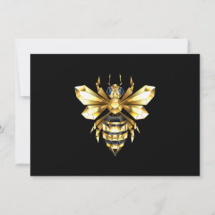 Carte De Remerciements Logo Faux Gold Foil Bee Polygonal sur Noir
