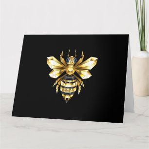 Carte De Remerciements Logo Faux Gold Foil Bee Polygonal sur Noir