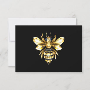 Carte De Remerciements Logo Faux Gold Foil Bee Polygonal sur Noir