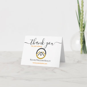 Carte De Remerciements Logo personnalisé blanc et or pour l'immobilier mo