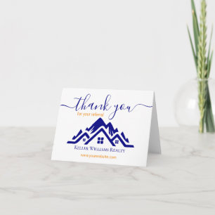Carte De Remerciements Logo personnalisé blanc et or pour l'immobilier mo