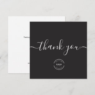Carte De Remerciements Logo personnalisé d'entreprise moderne noir blanc