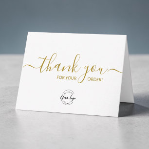Carte De Remerciements Logo personnalisé Simple Élégant Or Commande d'aff