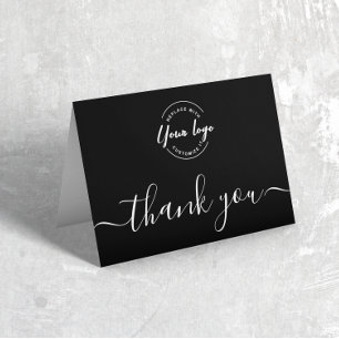 Carte De Remerciements Logo professionnel Entreprise Script blanc