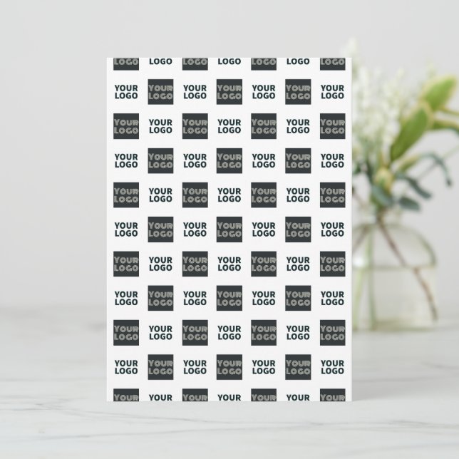 Carte De Remerciements Logo simple à répétition 2 | Blanc (Debout devant)